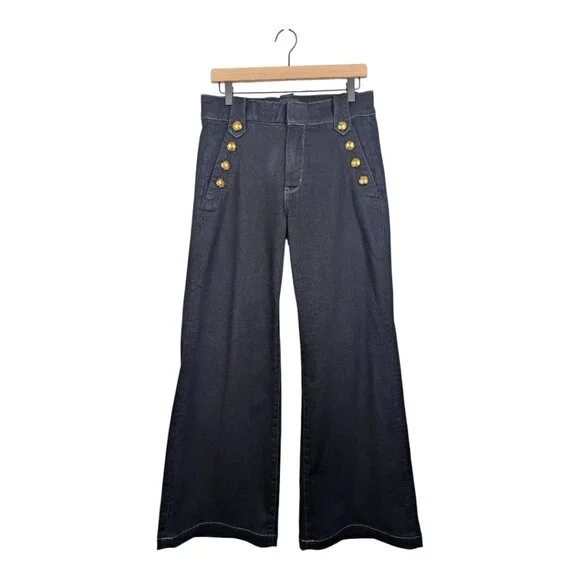 White House Black Market | High-Rise Mariner Wide-Leg Dark Wash Jeans | 10 - Picture 5 of 16